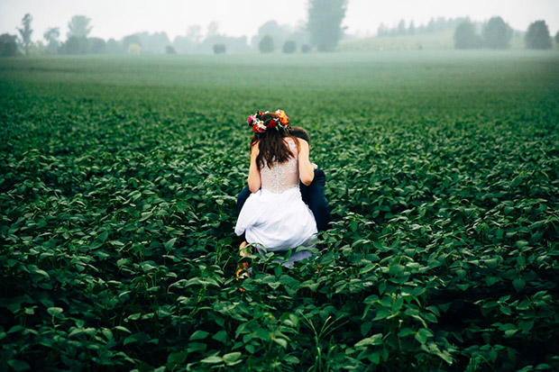 Bride and Groom Wedding Photograph in Green Landscape by Duane Smith
