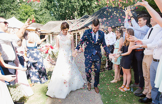 Wedding Couple showered with confetti Towerbosch Wedding Venue