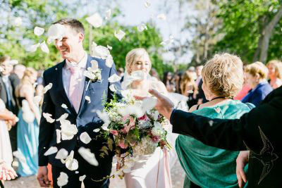 Bide and Groom Showered with Confetti at Hertford Country Hotel Wedding Venue Gauteng