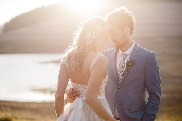 Wedding Couple Embrace at the Oaks Wedding Venue Greyton