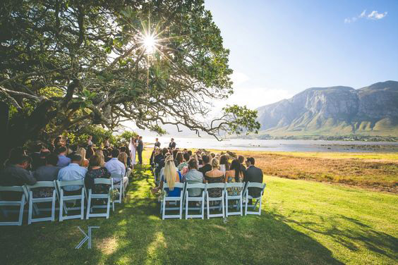 Wedding Ceremony Under Milk-wood Tree with Stunning Mountain Views at Mosaic Sanctuary Stanford