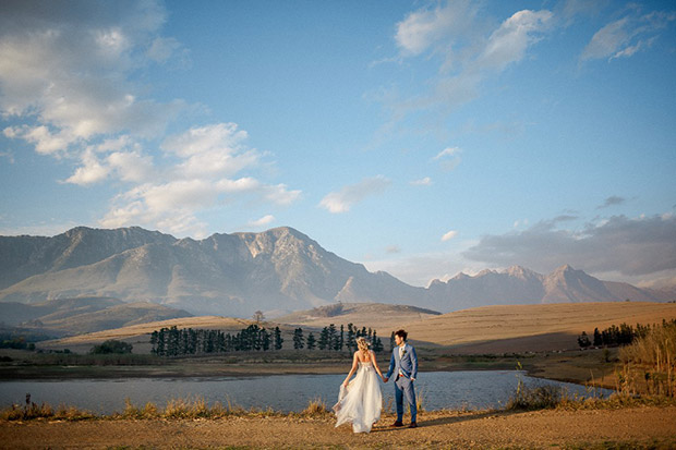 Bride and Groom Beautiful Landscape Wedding Photograph
