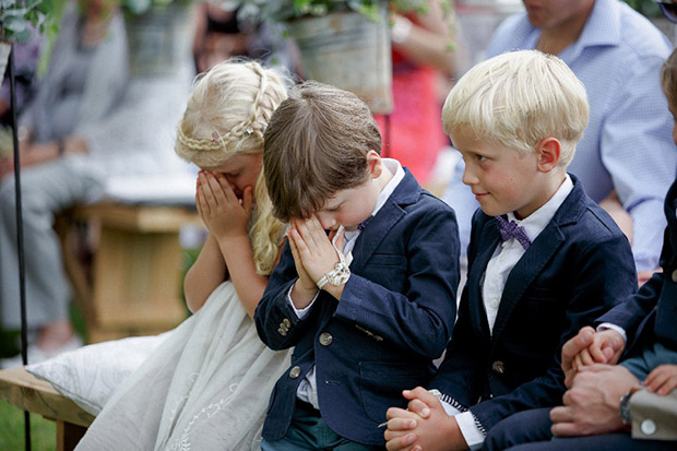 Young Kids Pray During Wedding Ceremony at The Oaks, Greyton