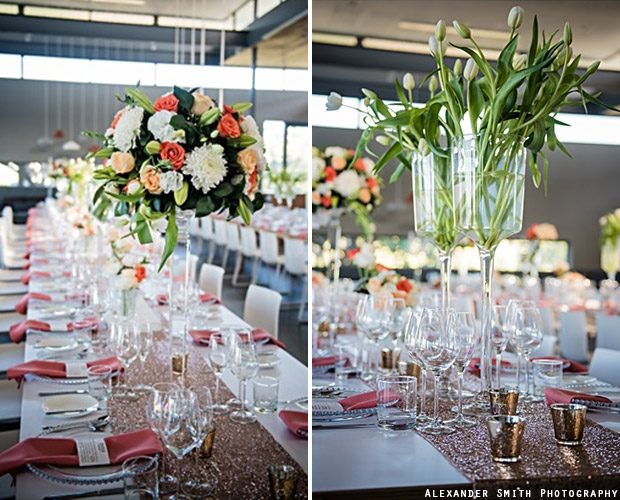 Wedding Reception Table Flower Decor At Cavalli Estate, Stellenbosch
