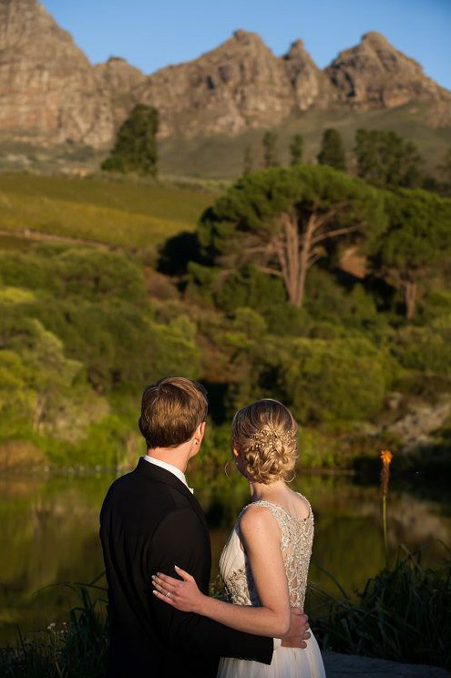 Hidden Valley Wine Estate Wedding Couple Take in Mountain View