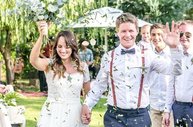 Bride and Groom Showered with Confetti, Claire Nicola Photography Cape Town Wedding Photographer