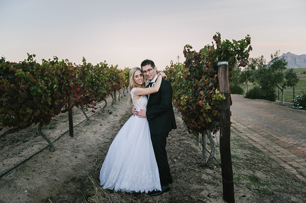 Wedding Couple in the Vineyards at Brenaissance Winelands Wedding Venue