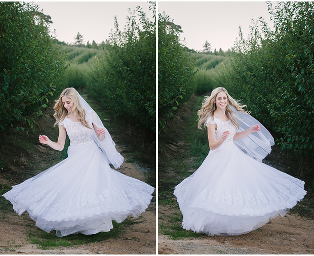 Bride Dancing in Her Lace Wedding Dress at Brenaissance Winelands Wedding Venue Stellenbosch
