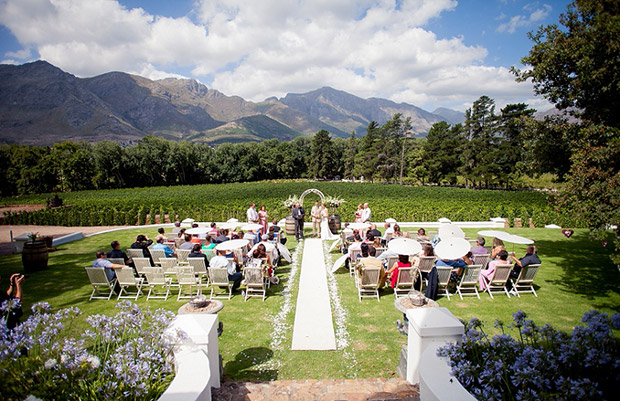 Wedding Ceremony at Rickety Bridge Wedding Venue Franschoek Cape Town