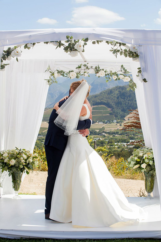 Groom kissing the Bride at Roca Wedding Venue Franschhoek Cape Town