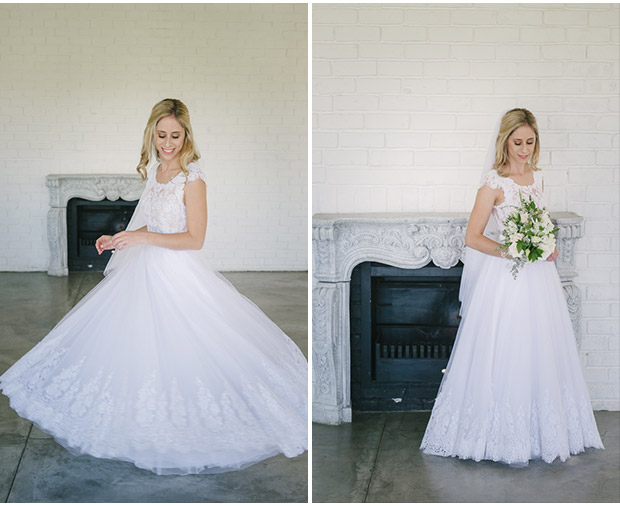 Beautiful Bride in Her Lace Wedding Dress at Brenaissance Winelands Wedding Venue Stellenbosch