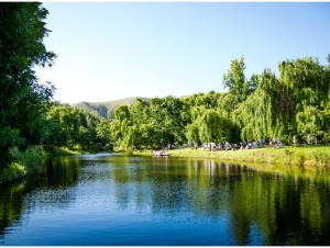 Grass Banks Next to the Weir at Elandskloof Forest Wedding Venue Overberg